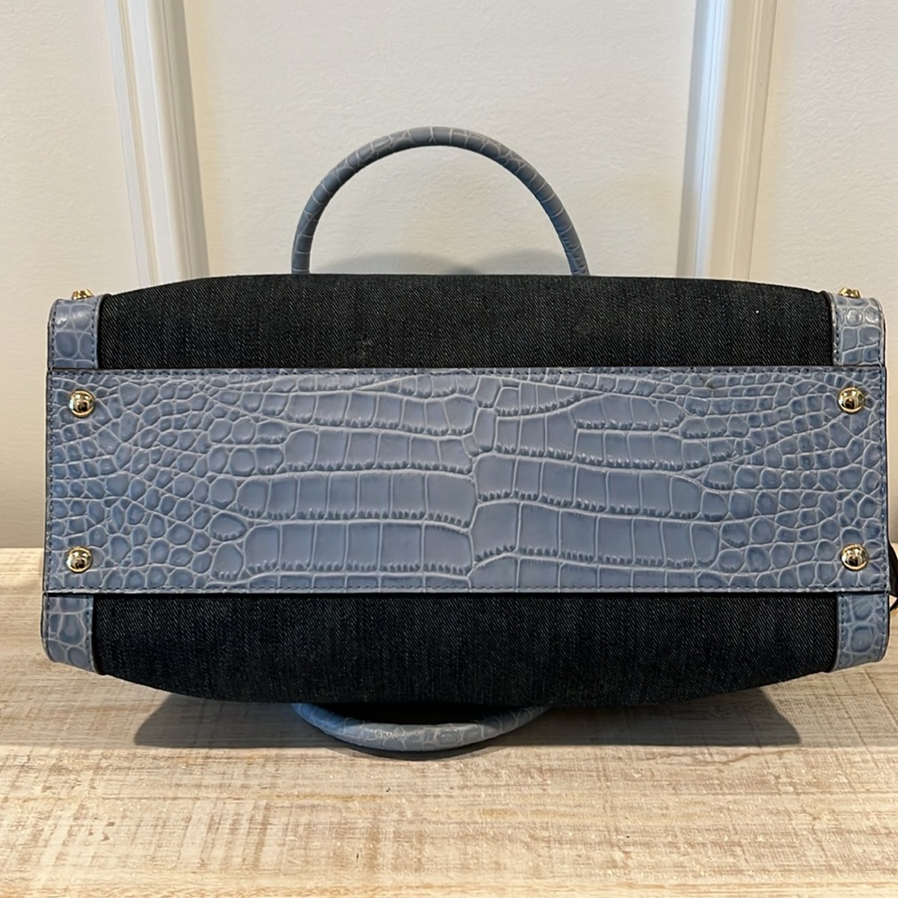 Michael Kors Denim & Croc Embossed Blue Leather Handbag Crossbody NWOT - Picture 6 of 10